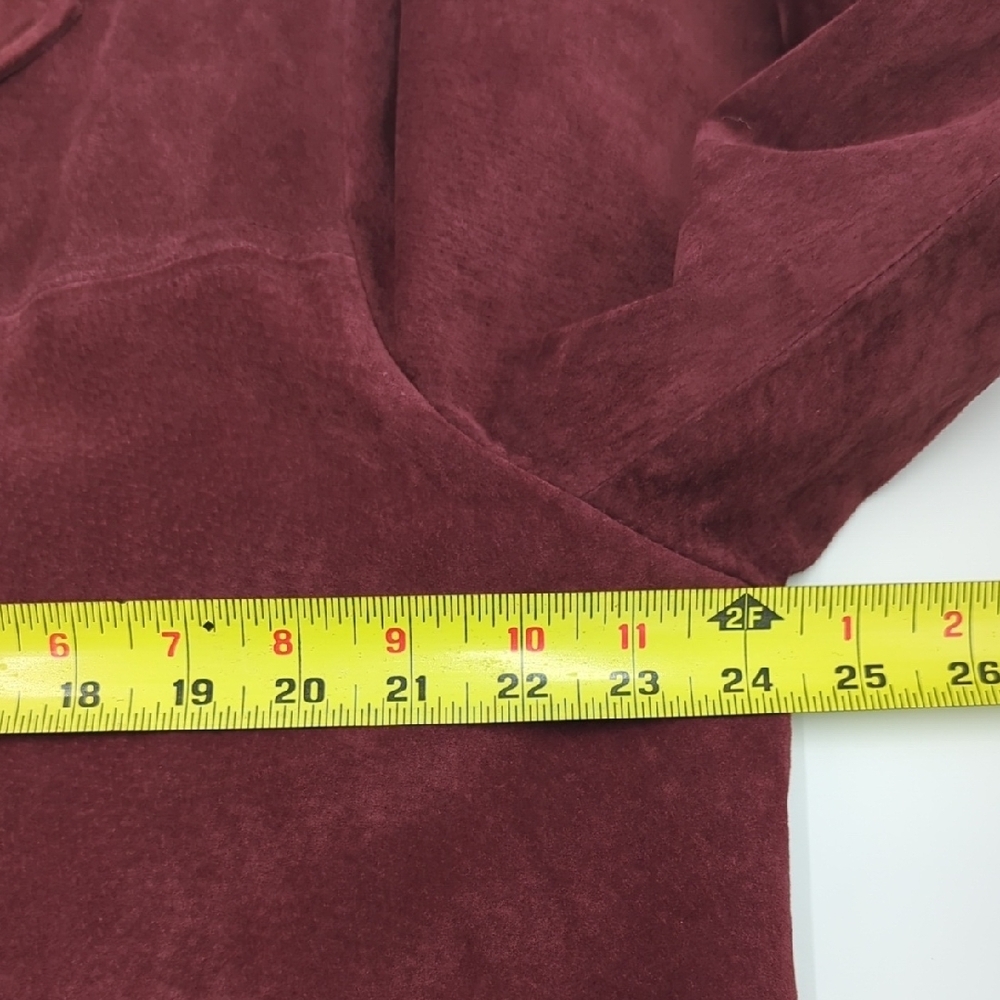 VTG ISZ Leather Suede Jacket Longline Button front Blazer Coat Soft XL Burgundy - Picture 12 of 13